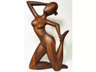 Piękna RZEŹBA Zmysłowa Kobieta Rękodzieło Drewno 30cm